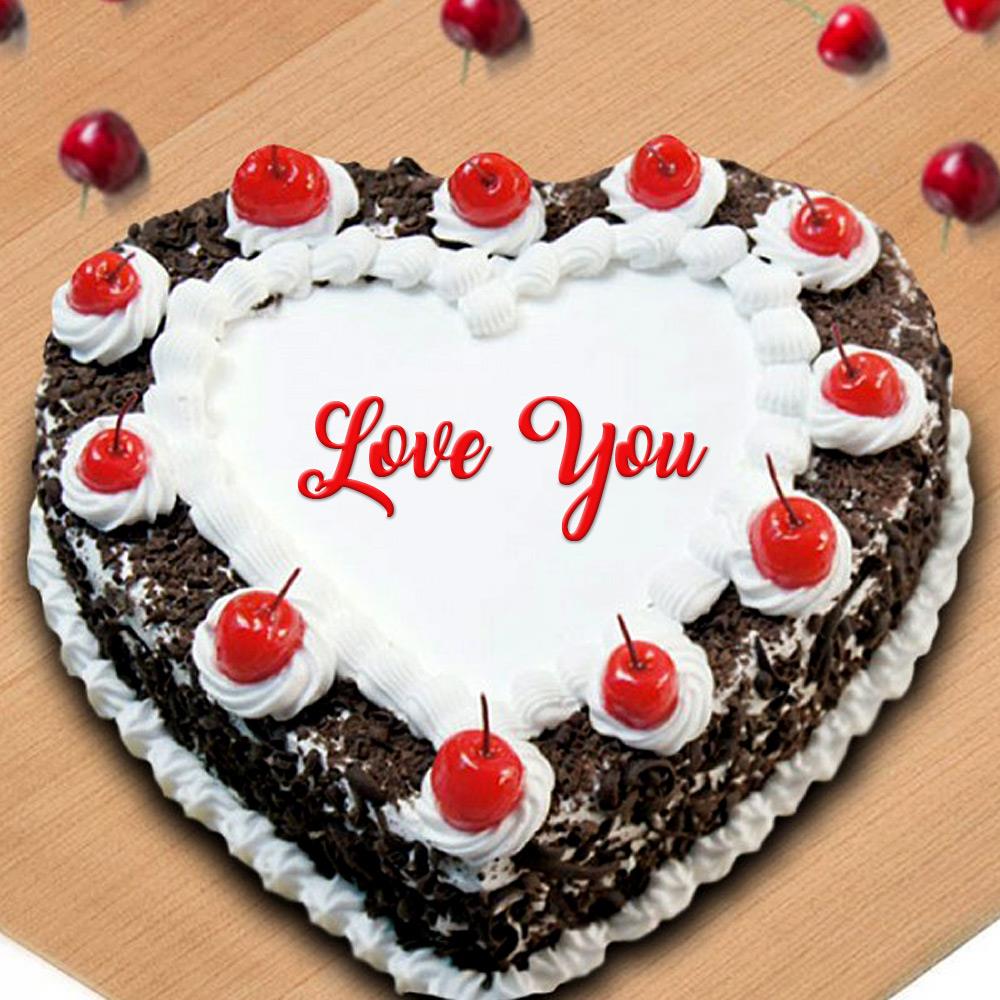 Heart Shape Love You Black Forest Cake 1 Kg, Cakes on