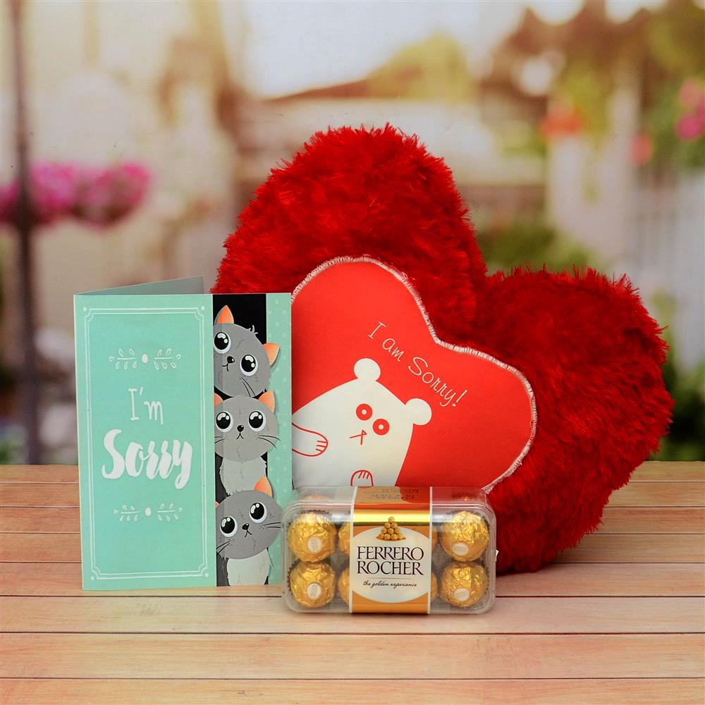 Sorry Greeting Card With Pillow Ferrero Rocher Valentine Gf