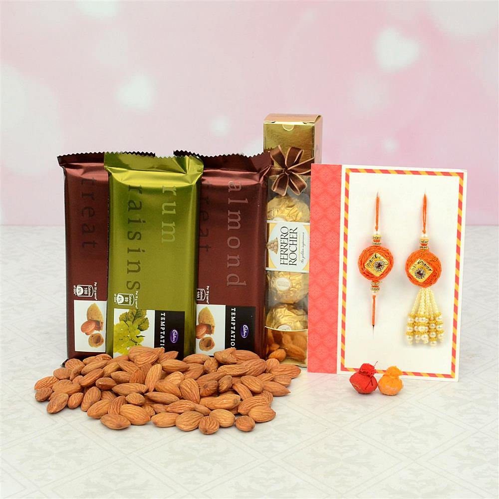 Almond Ferrero Temptations Rakhi Lumba Hamper Chocolates For