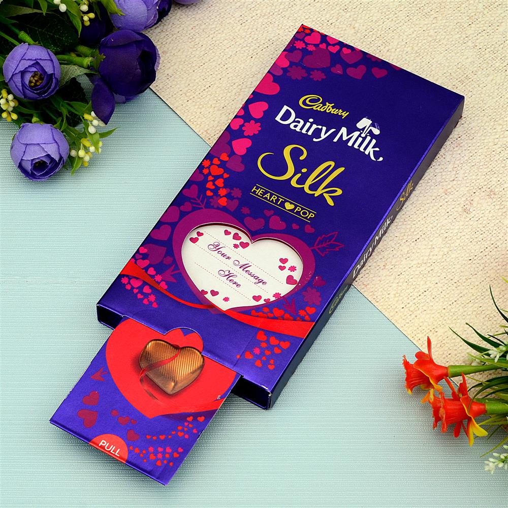 Custom Cadbury Dairy Milk Silk Heart Pop, Personalised Valentine Chocolates