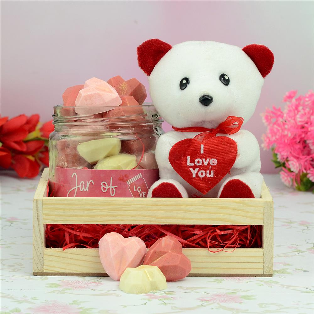 Jar Of Love In Pinewood Basket Valentine Body Care Him