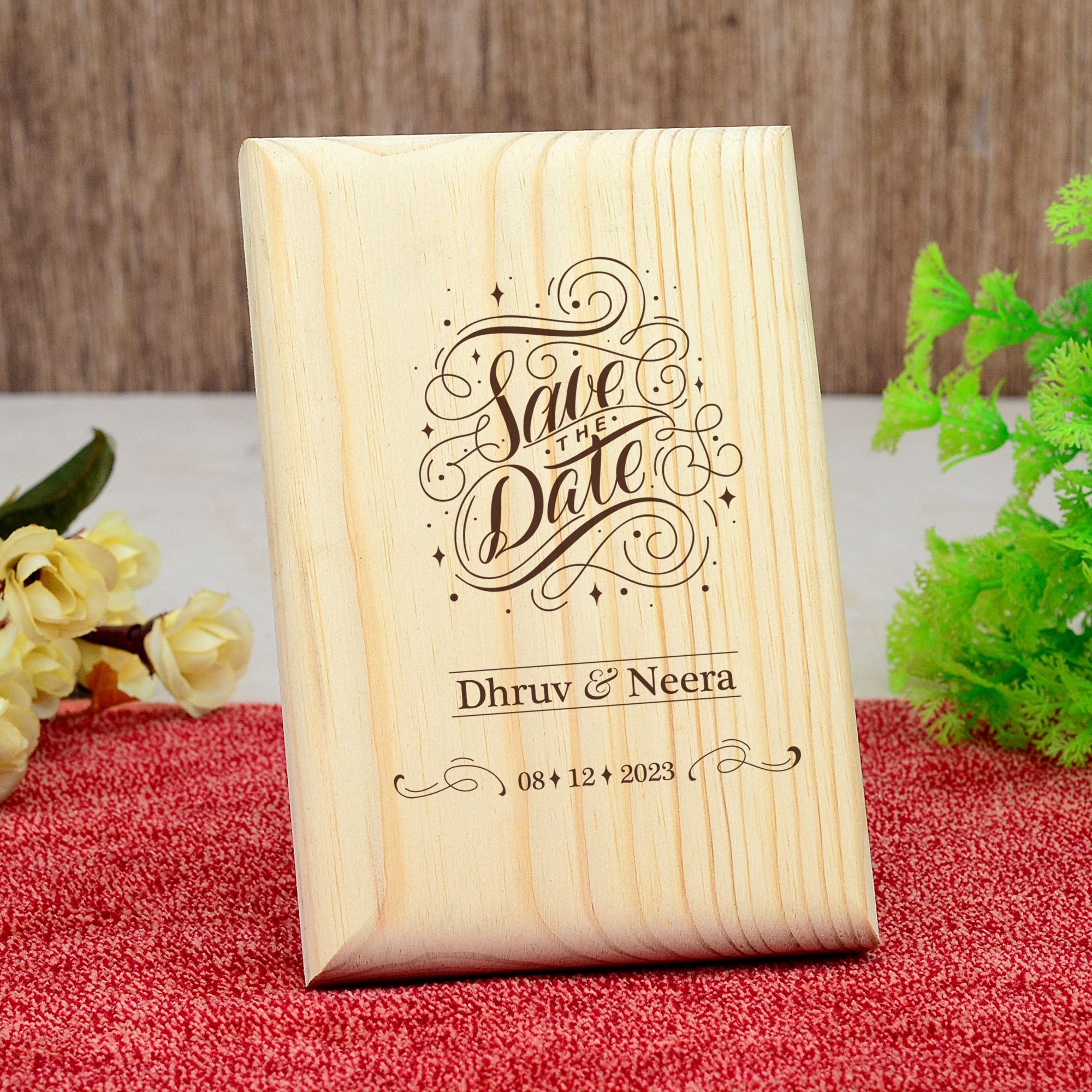 Save The Date Wood Engraved